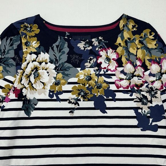Joules Women's 4 Harbor Print Long Sleeve White Navy Blue Floral T Shirt - Picture 2 of 13